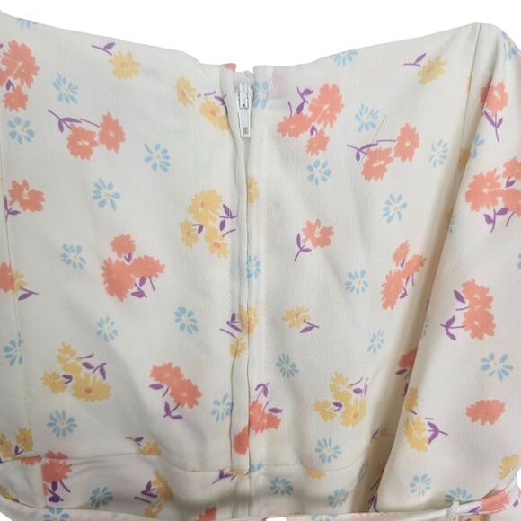 ModCloth Dress Floral Dress Mini Dress Ruffle Hem Dress Awe Of Above 12 Ivory - Picture 9 of 9